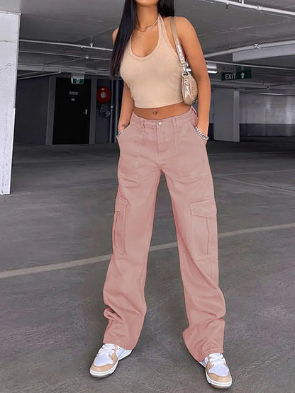 Versatile Elastic Denim Work Pants