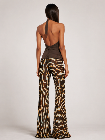 Abstract Zebra Flared Pants